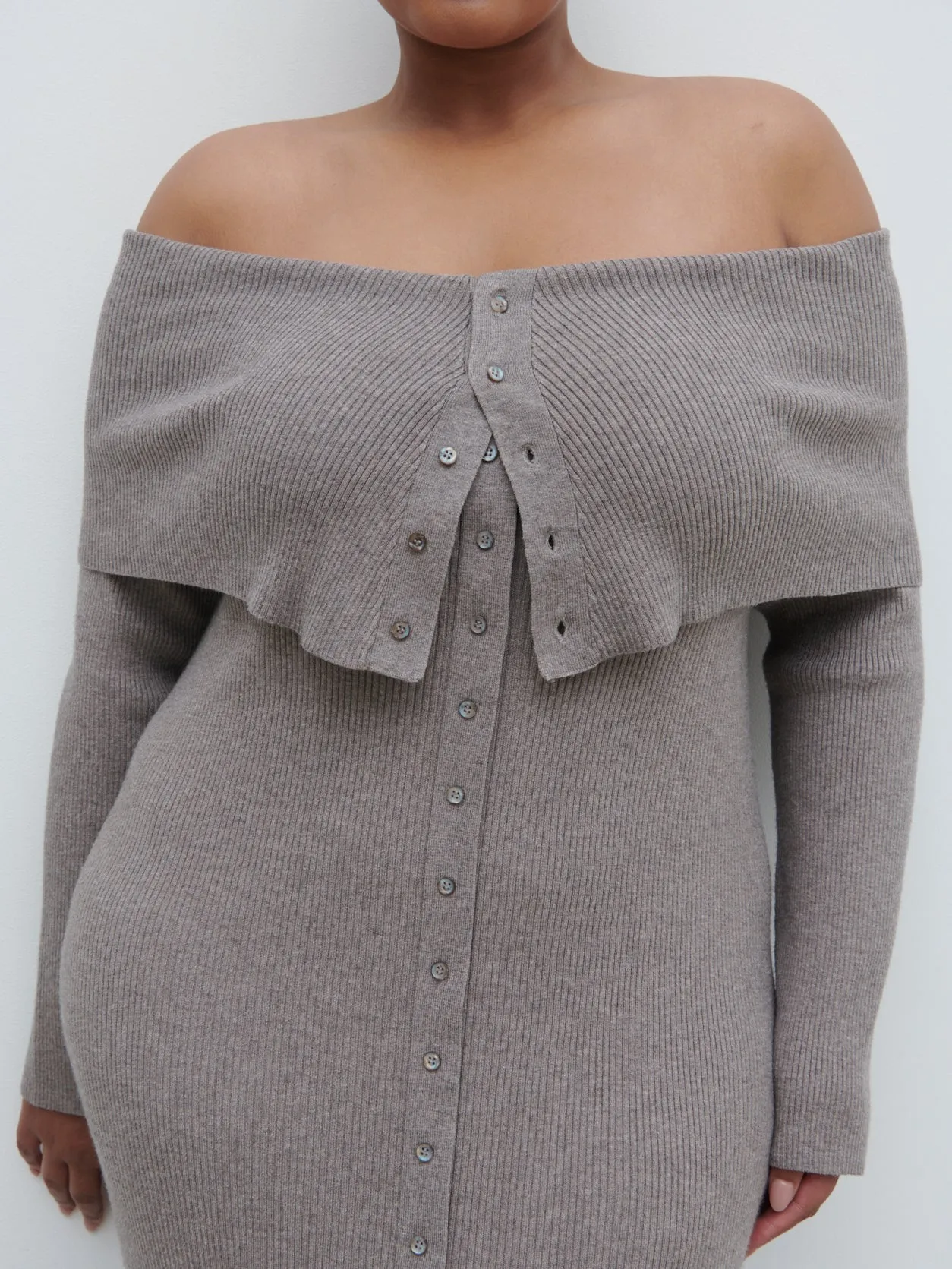 Elora Bardot Knit Maxi Dress Curve - Mink sold by Pretty Lavish product image thumbnail 4