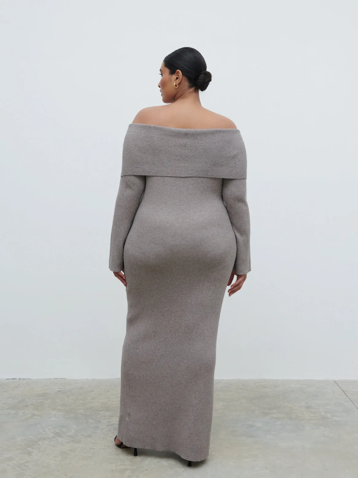 Elora Bardot Knit Maxi Dress Curve - Mink sold by Pretty Lavish product image thumbnail 3