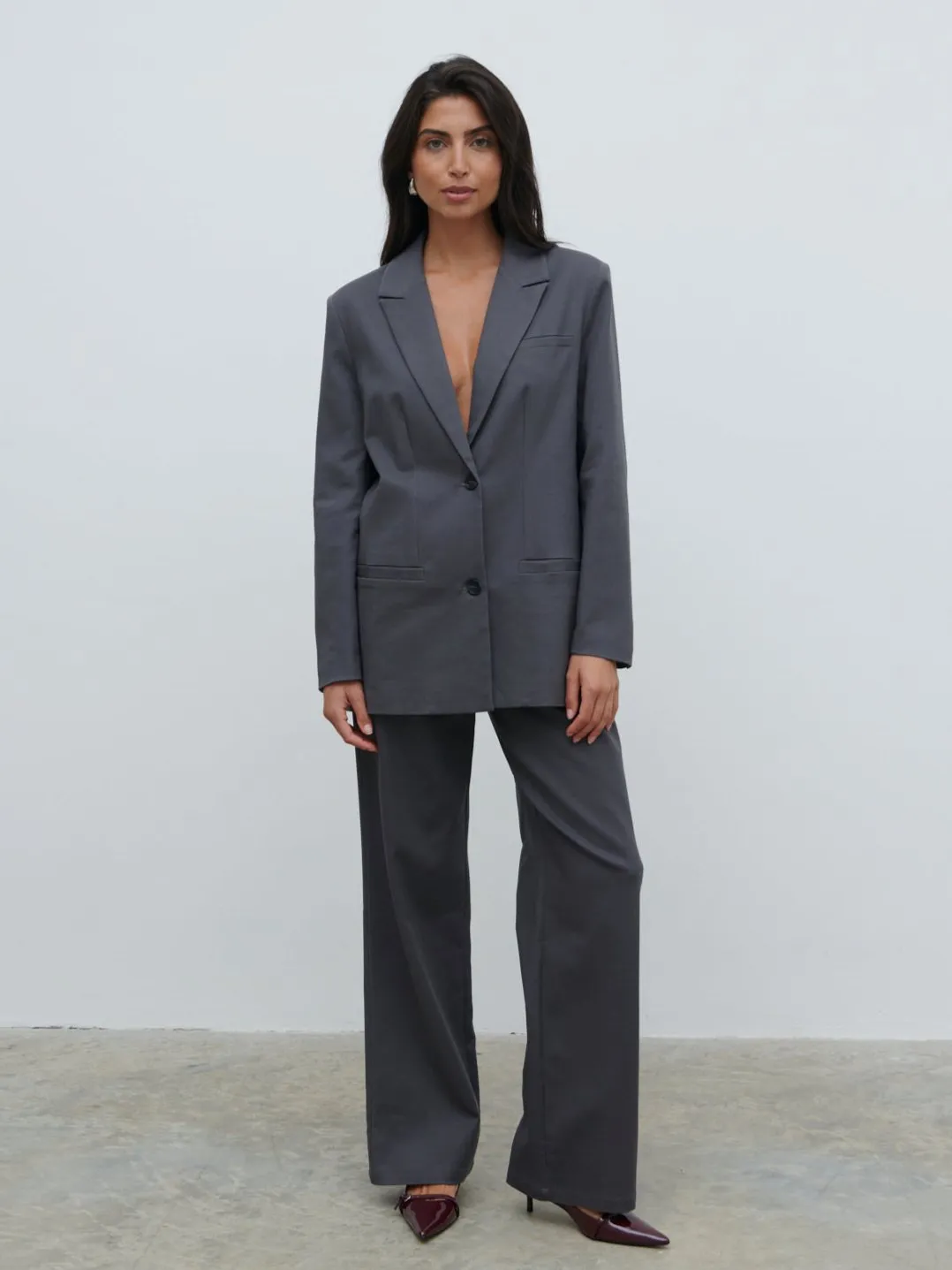 Brady Oversized Boxy Blazer - Graphite Grey sold by Pretty Lavish product image thumbnail 2