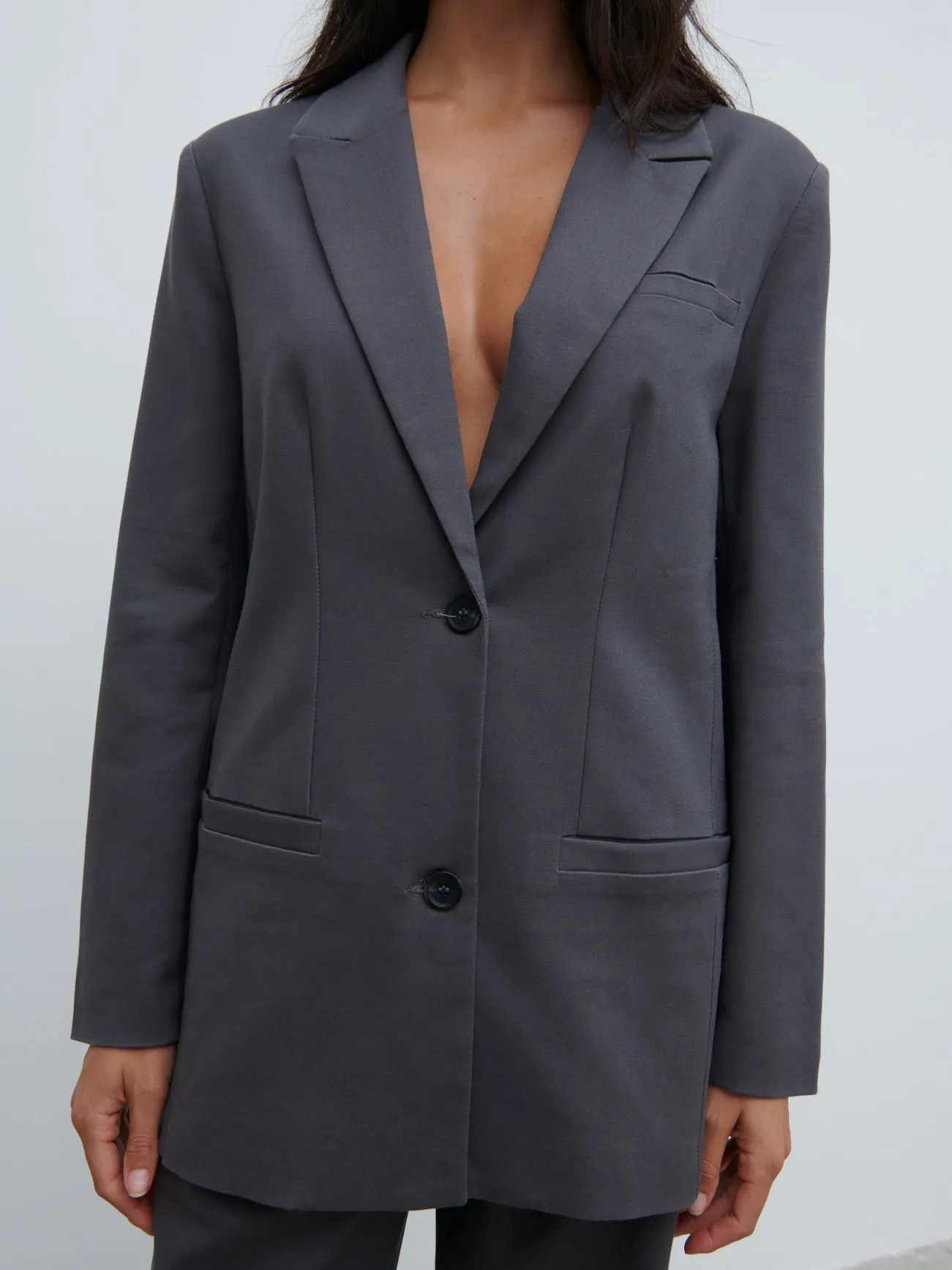 Brady Oversized Boxy Blazer - Graphite Grey sold by Pretty Lavish product image thumbnail 3