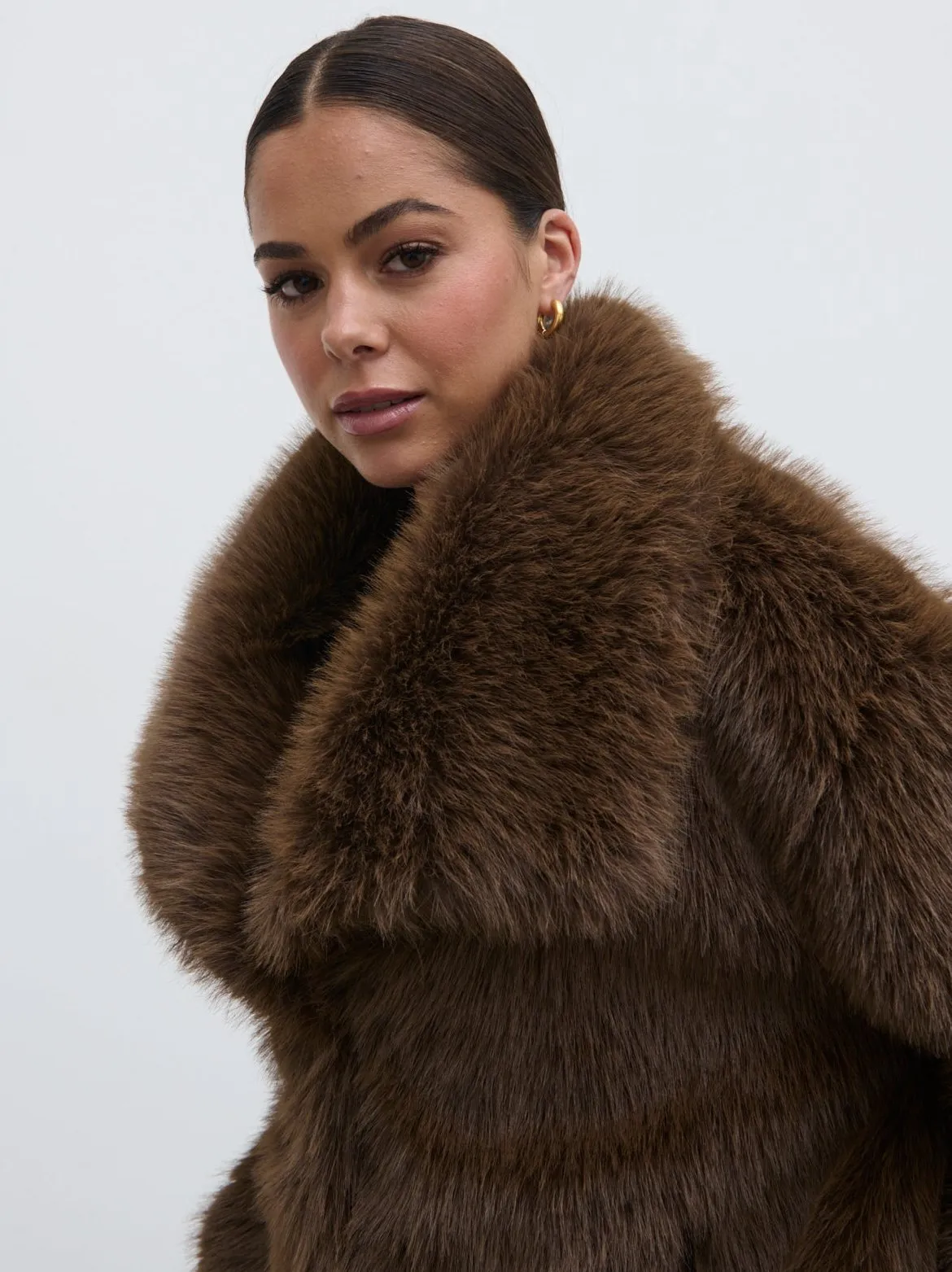 Ettalie Short Faux Fur Coat - Brown sold by Pretty Lavish product image thumbnail 2