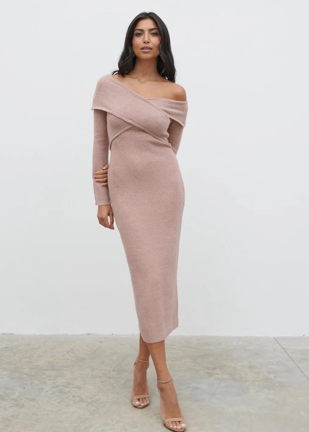 Danica Wrap Knit Midaxi Dress - Pink sold by Pretty Lavish