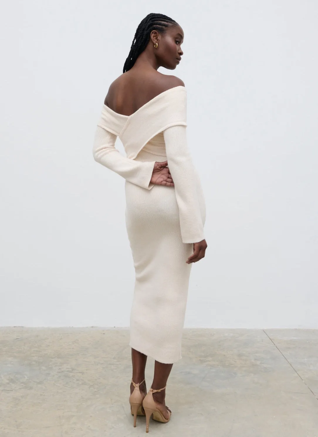 Danica Wrap Knit Midaxi Dress - Cream sold by Pretty Lavish product image thumbnail 4