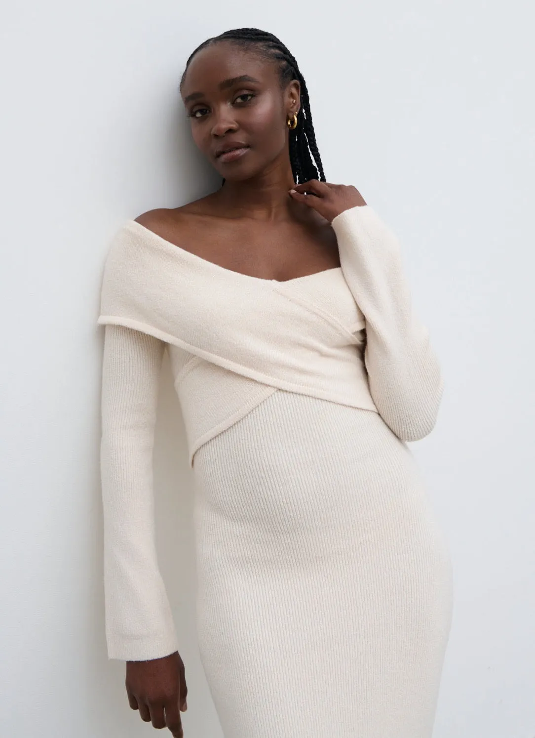Danica Wrap Knit Midaxi Dress - Cream sold by Pretty Lavish product image thumbnail 2