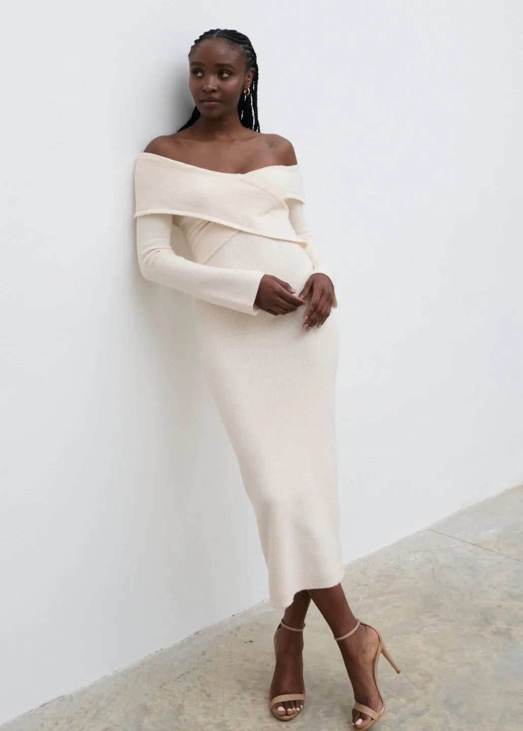 Danica Wrap Knit Midaxi Dress - Cream sold by Pretty Lavish product image thumbnail 3