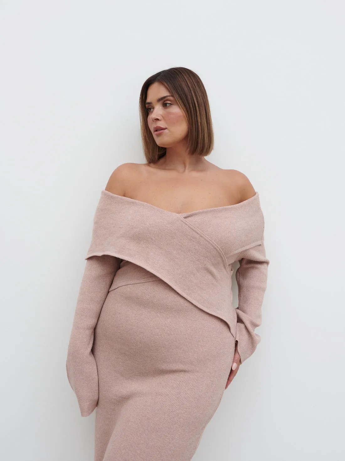 Danica Wrap Knit Midaxi Dress Curve - Pink sold by Pretty Lavish product image thumbnail 2