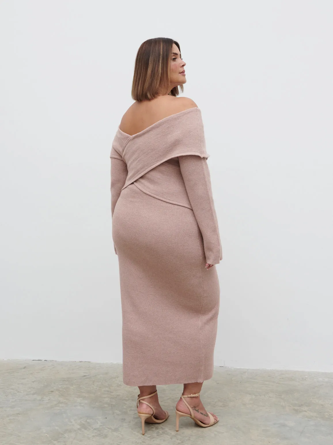 Danica Wrap Knit Midaxi Dress Curve - Pink sold by Pretty Lavish product image thumbnail 3