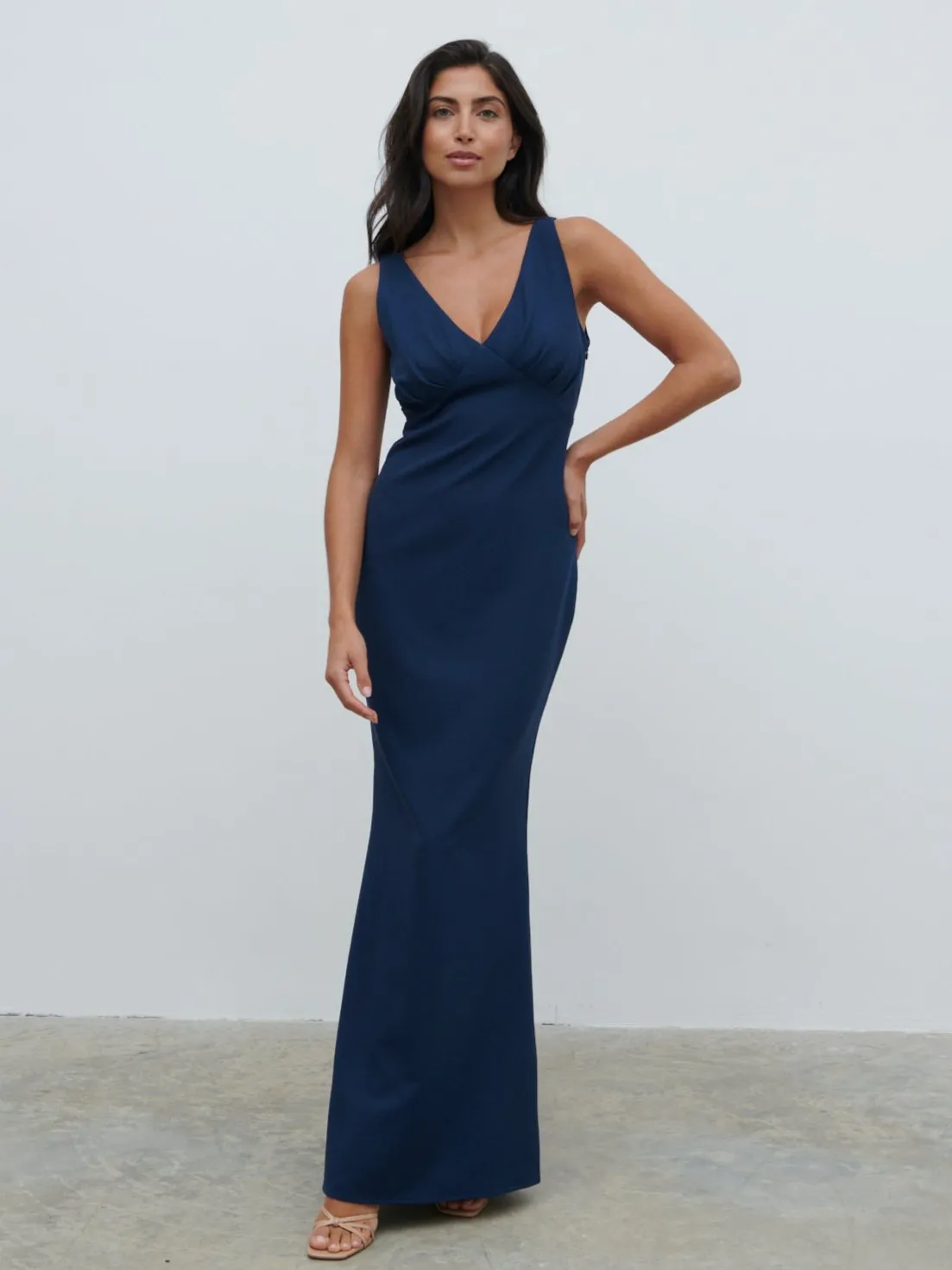 Esmee Crepe Maxi Bridesmaid Dress - Navy sold by Pretty Lavish