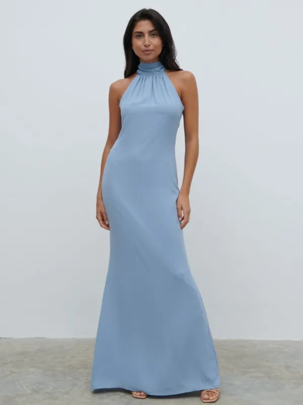Odelle Chiffon Maxi Bridesmaid Dress - Dusty Blue sold by Pretty Lavish