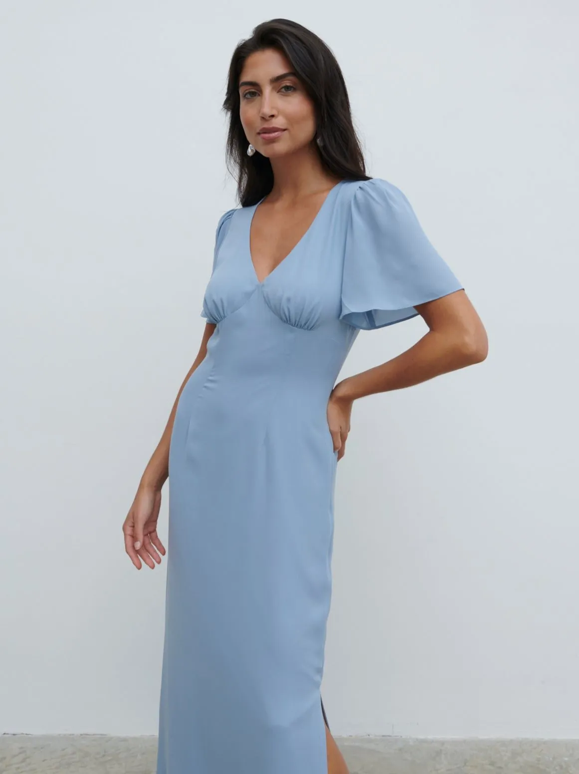 Edie Chiffon Maxi Bridesmaid Dress - Dusty Blue sold by Pretty Lavish product image thumbnail 2