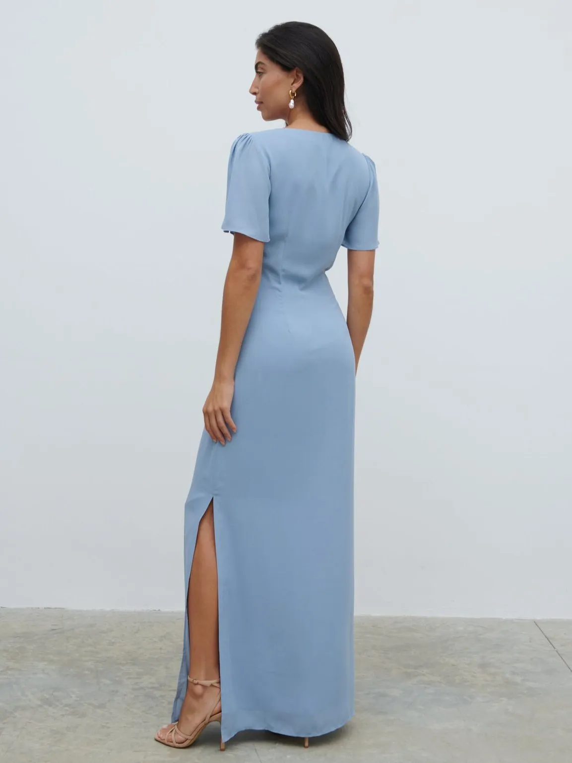 Edie Chiffon Maxi Bridesmaid Dress - Dusty Blue sold by Pretty Lavish product image thumbnail 5