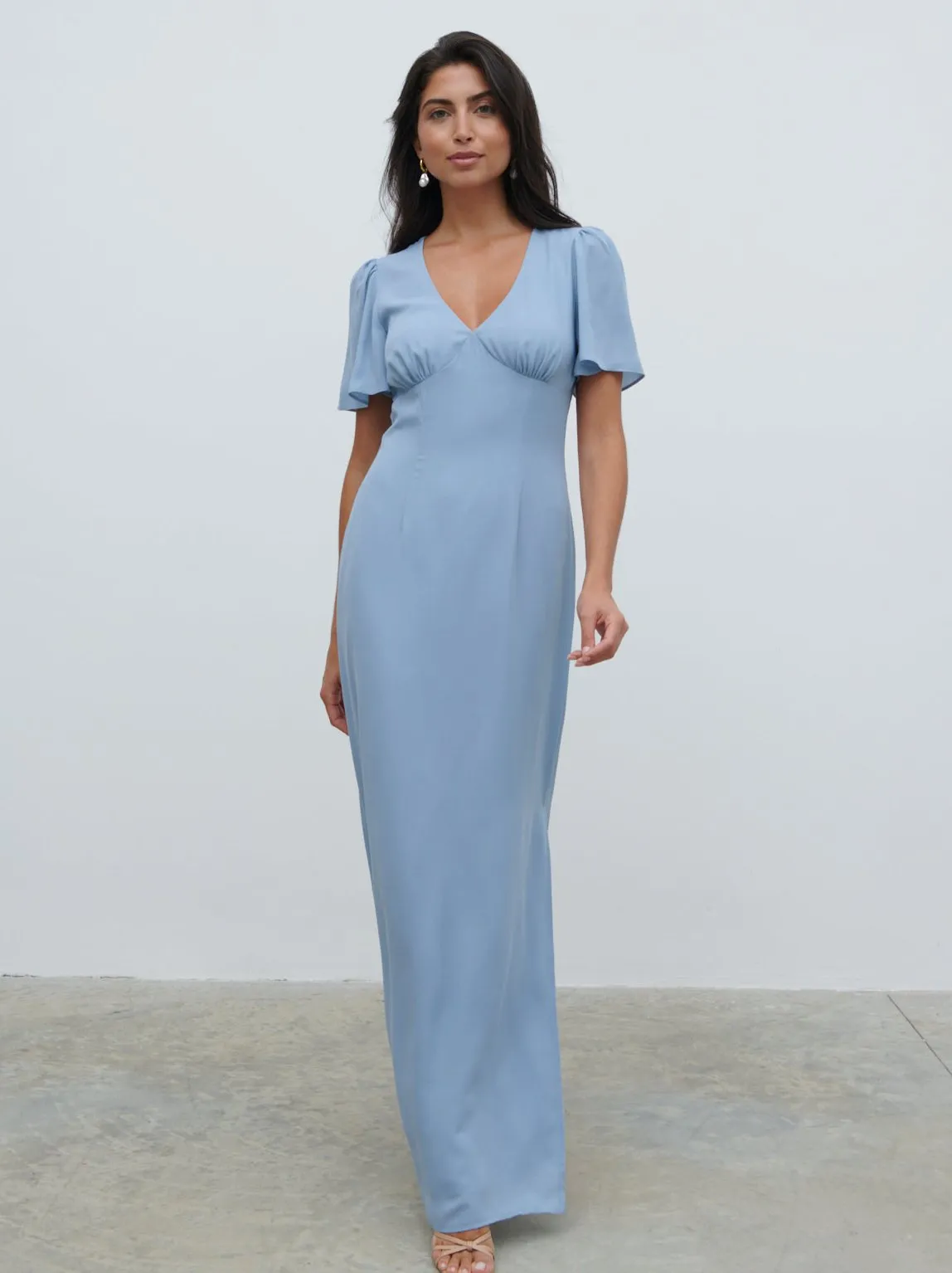 Edie Chiffon Maxi Bridesmaid Dress - Dusty Blue sold by Pretty Lavish