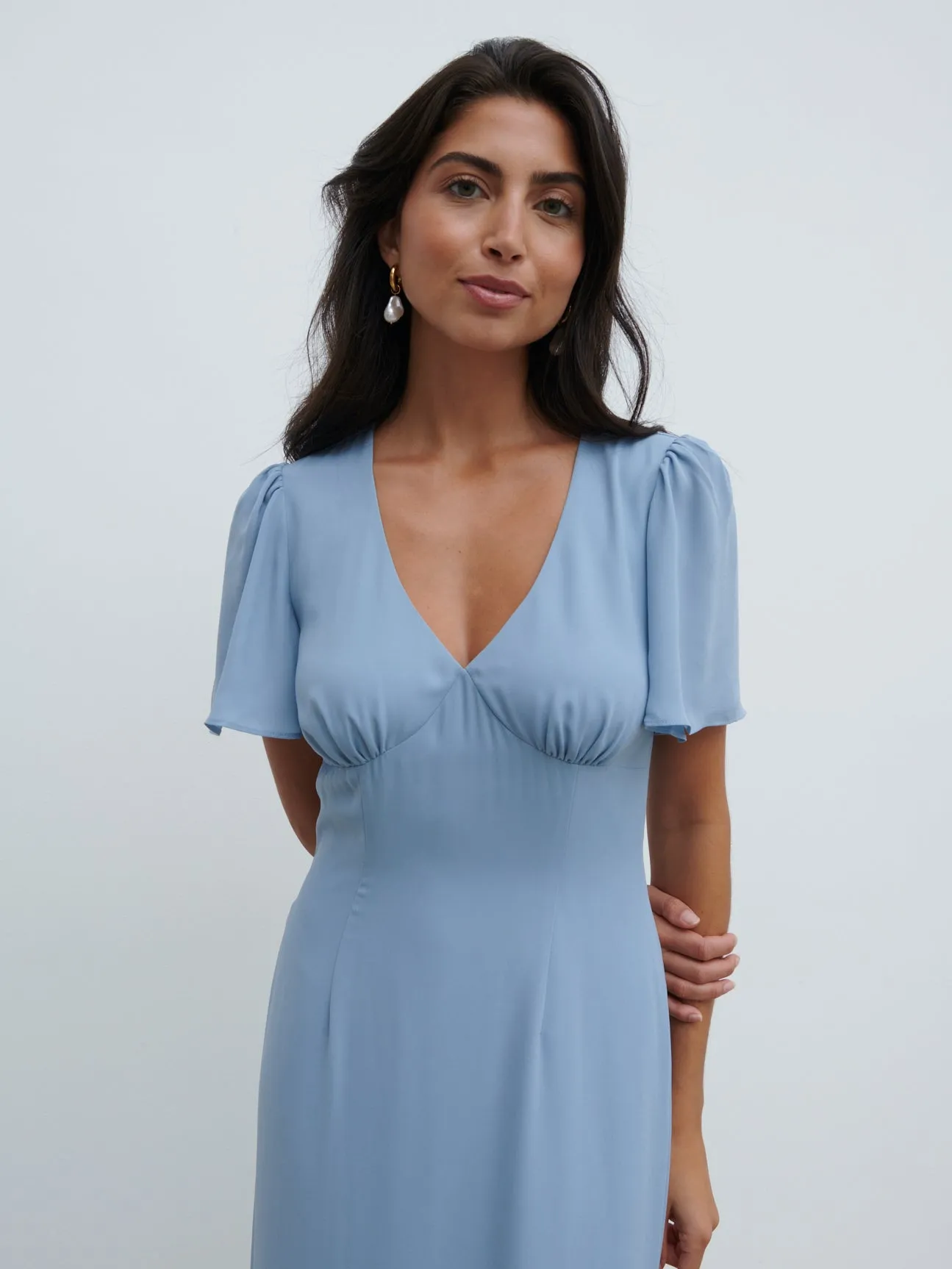 Edie Chiffon Maxi Bridesmaid Dress - Dusty Blue sold by Pretty Lavish product image thumbnail 4