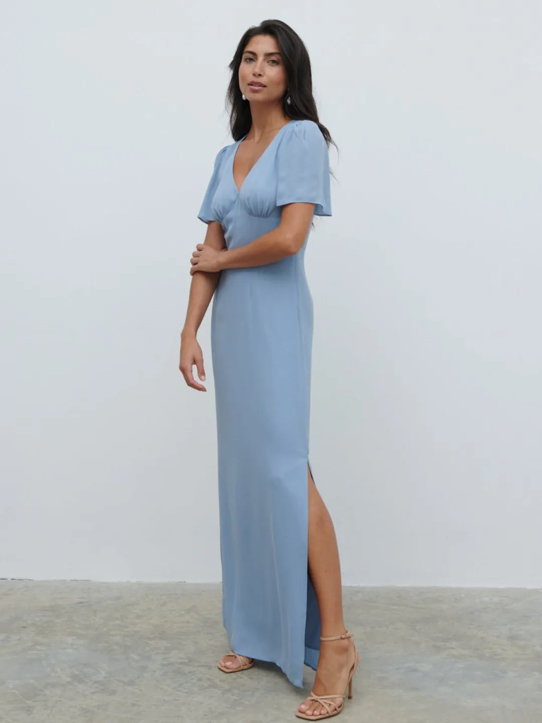 Edie Chiffon Maxi Bridesmaid Dress - Dusty Blue sold by Pretty Lavish product image thumbnail 3