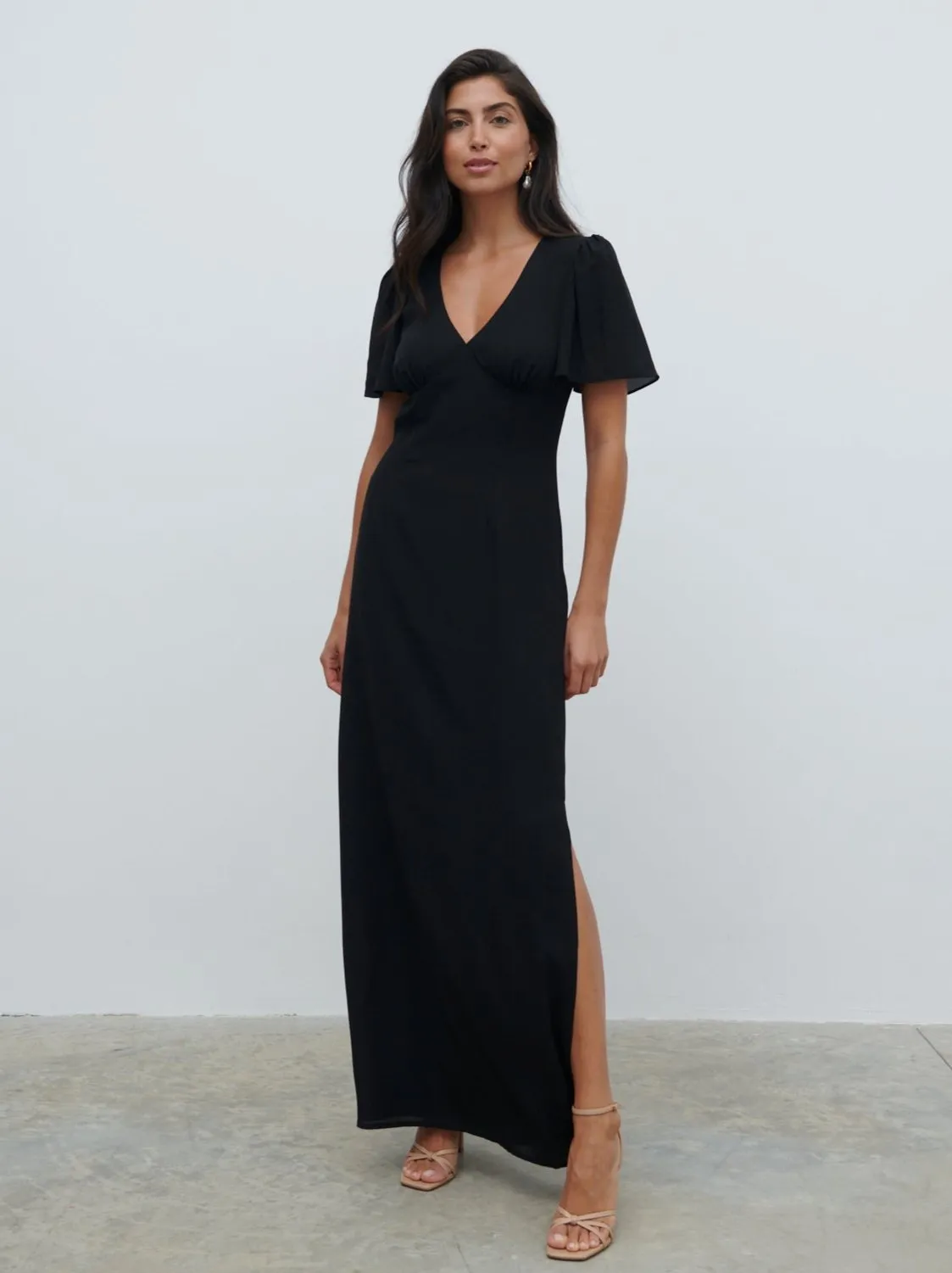 Edie Chiffon Maxi Bridesmaid Dress - Black sold by Pretty Lavish
