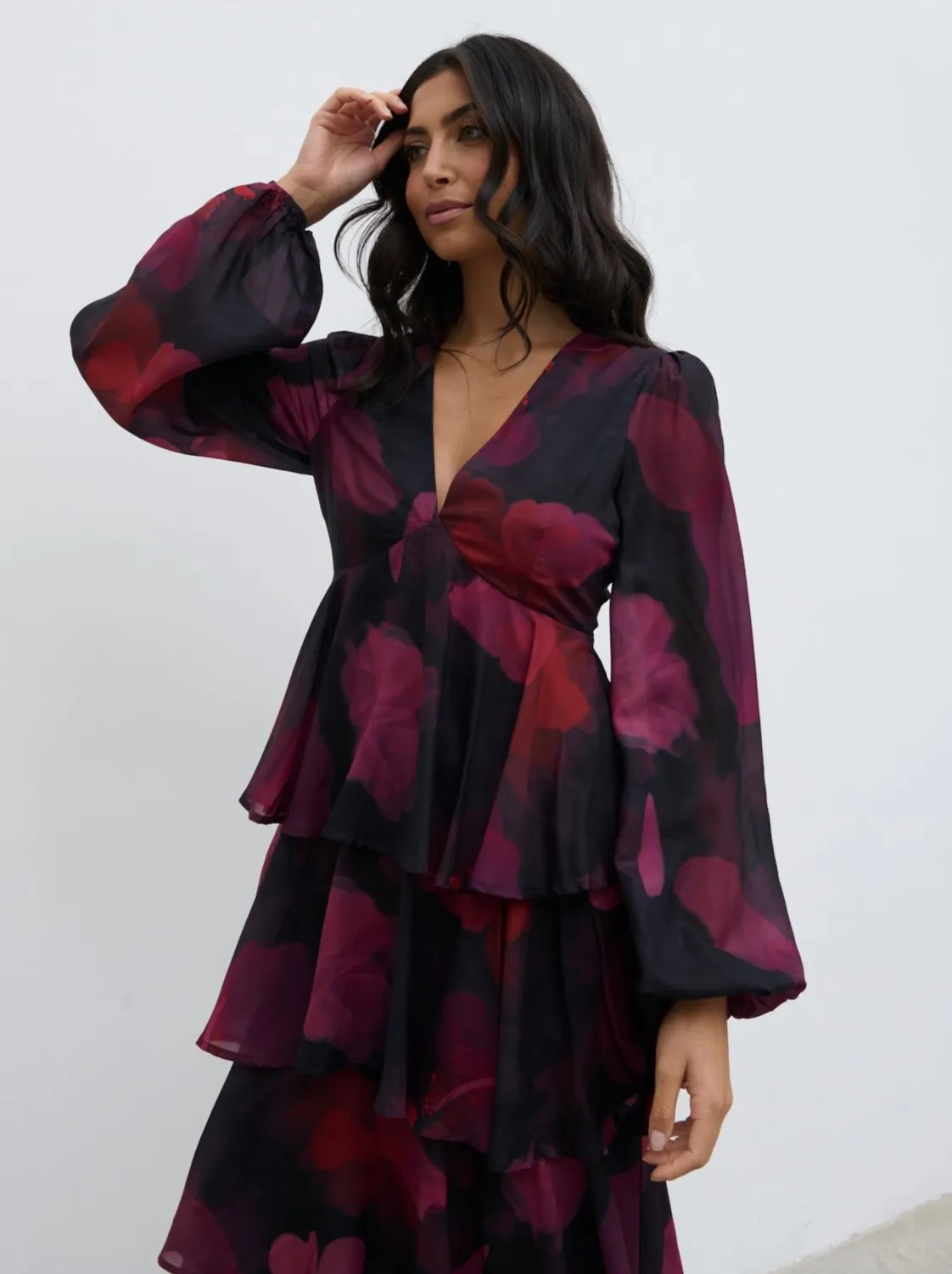 Ashton Ruffle Midi Dress - Berry sold by Pretty Lavish product image thumbnail 4