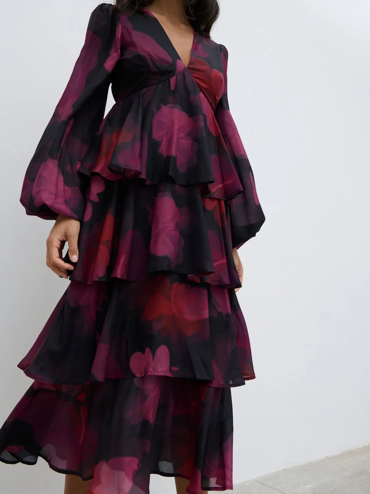 Ashton Ruffle Midi Dress - Berry sold by Pretty Lavish product image thumbnail 2