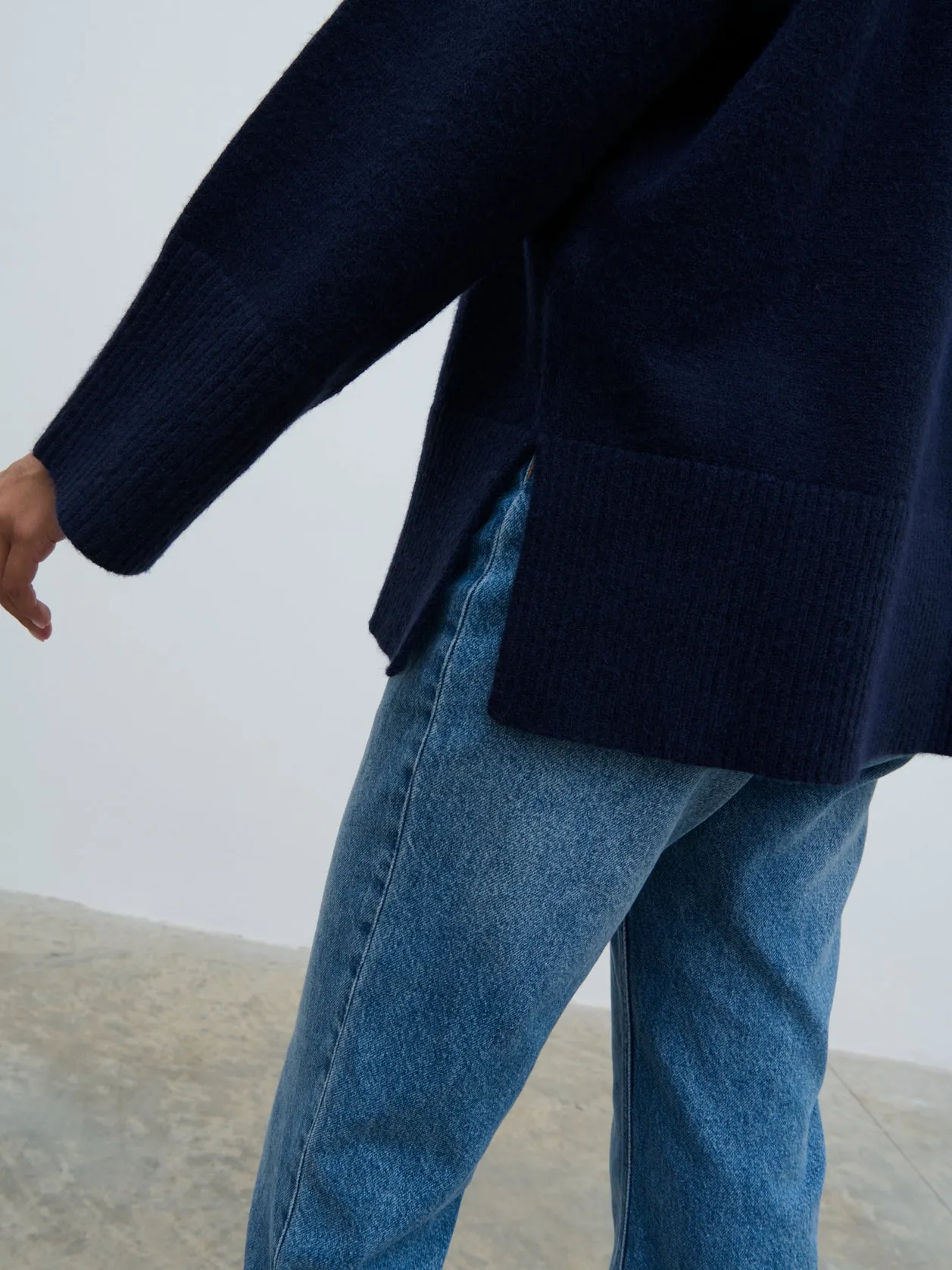 Finnity Slouchy Crew Neck Knit Jumper - Navy sold by Pretty Lavish product image thumbnail 4