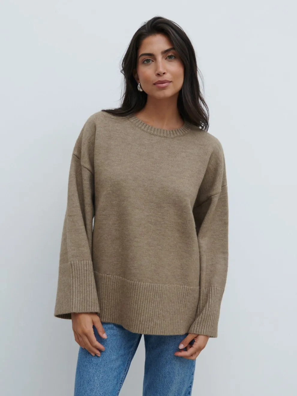 Finnity Slouchy Crew Neck Knit Jumper - Mushroom sold by Pretty Lavish product image thumbnail 3