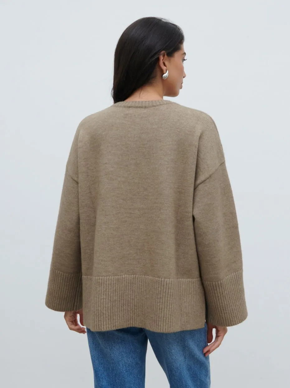 Finnity Slouchy Crew Neck Knit Jumper - Mushroom sold by Pretty Lavish product image thumbnail 5