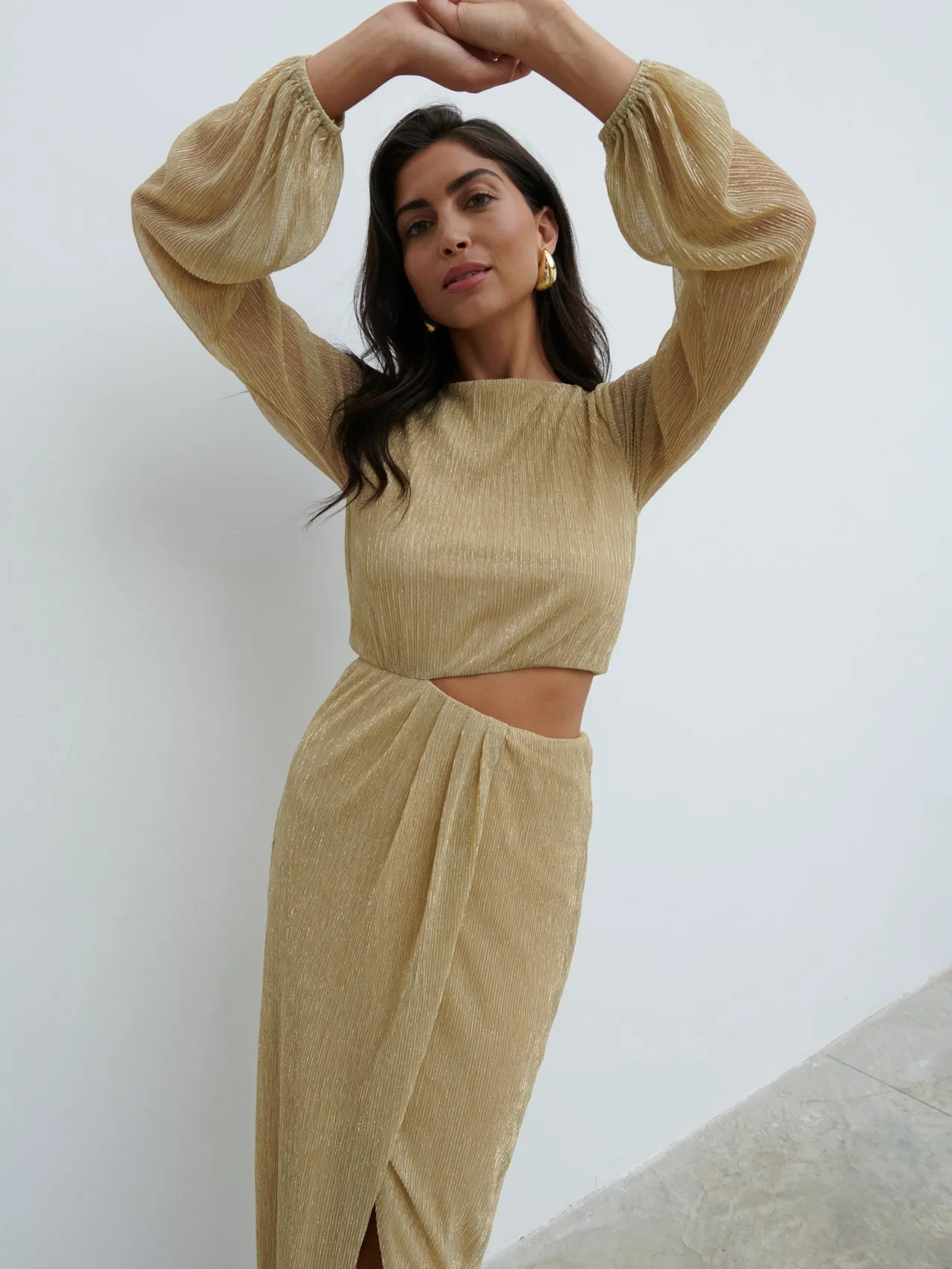 Rae Cut Out Maxi Dress - Metallic Gold sold by Pretty Lavish product image thumbnail 2