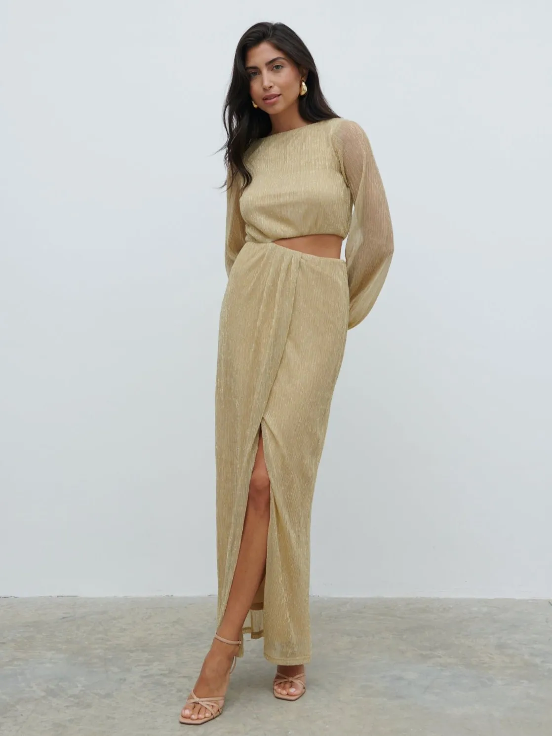 Rae Cut Out Maxi Dress - Metallic Gold sold by Pretty Lavish product image thumbnail 3