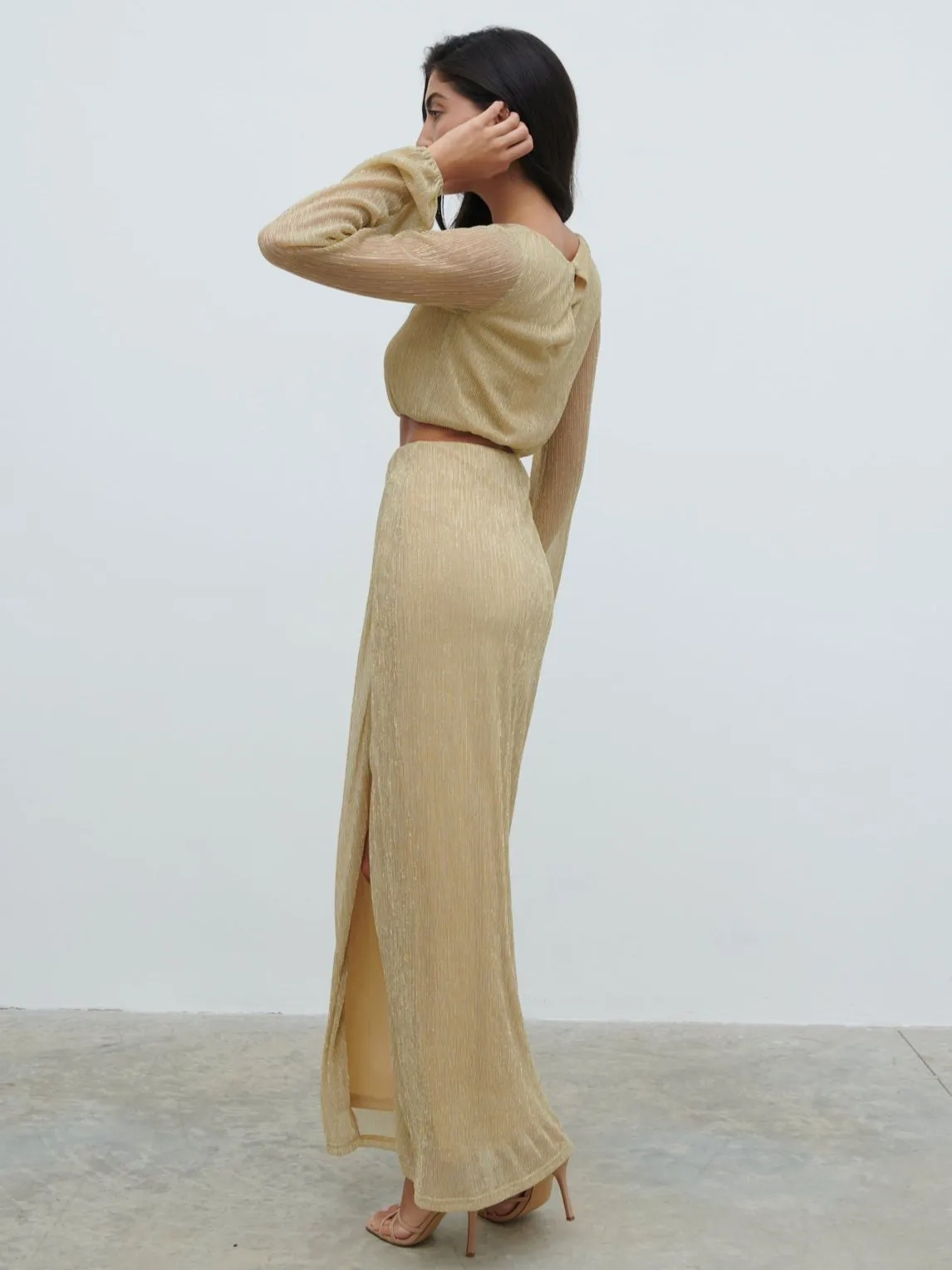 Rae Cut Out Maxi Dress - Metallic Gold sold by Pretty Lavish product image thumbnail 4