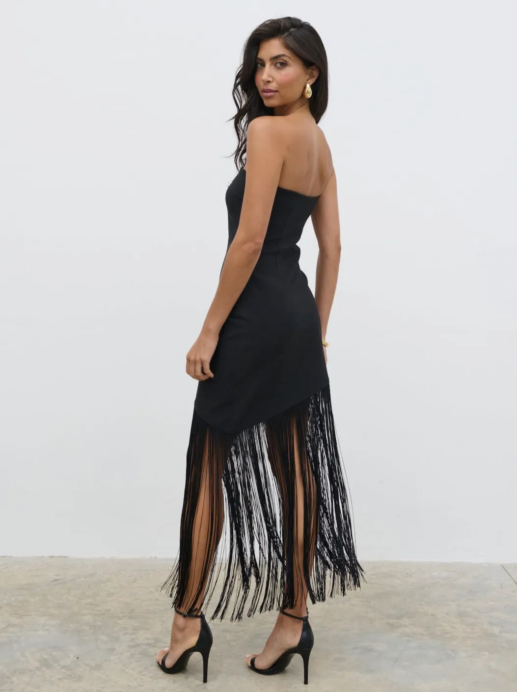Eliana Bandeau Fringed Dress - Black sold by Pretty Lavish product image thumbnail 3