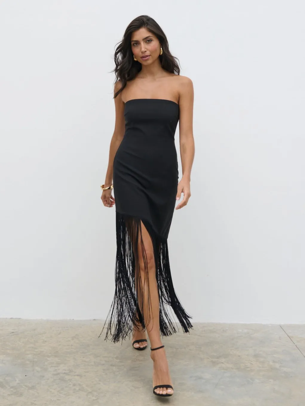 Eliana Bandeau Fringed Dress - Black sold by Pretty Lavish product image thumbnail 4