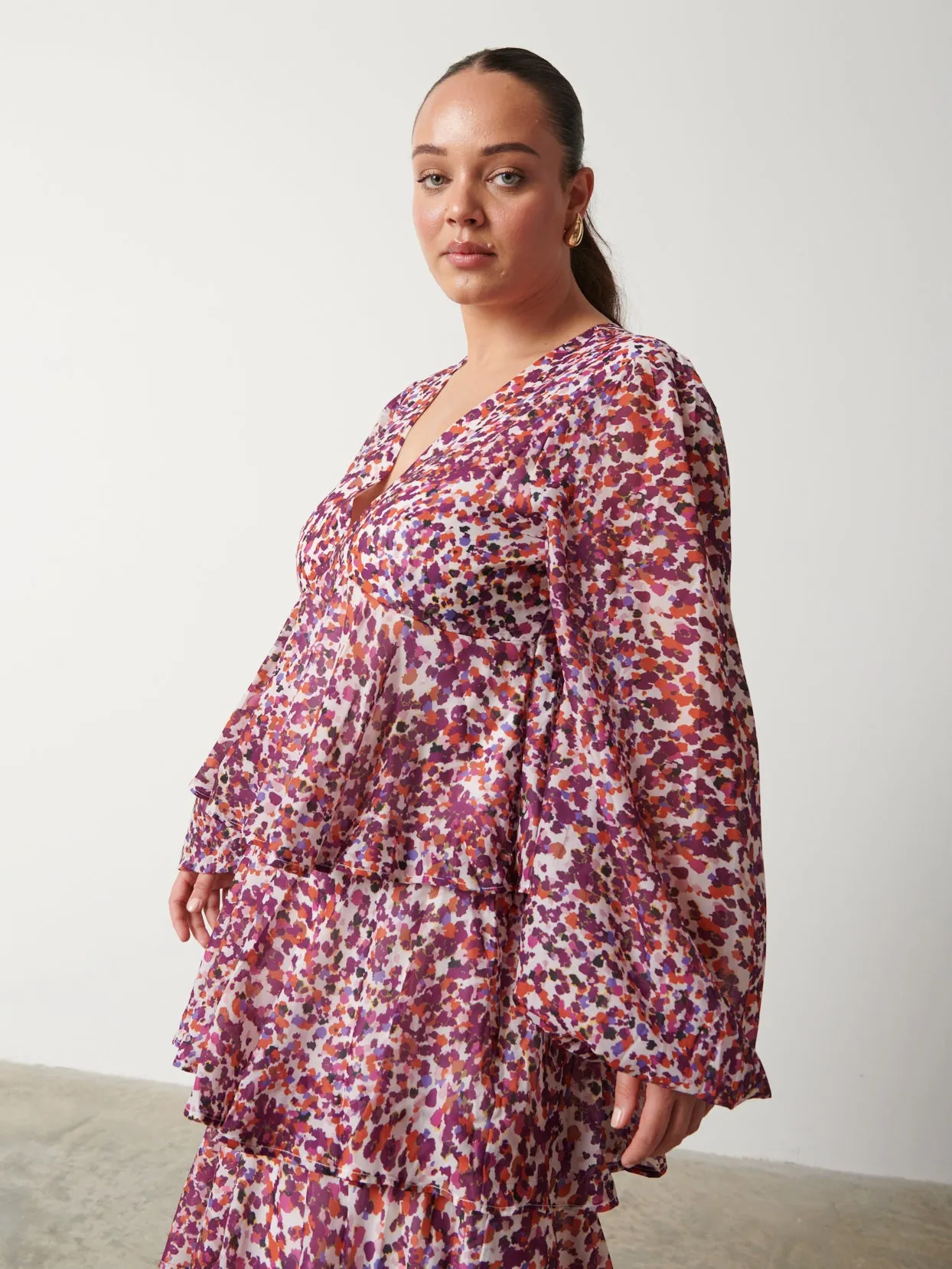 Ashton Ruffle Midi Dress - Coral Abstract sold by Pretty Lavish product image thumbnail 5