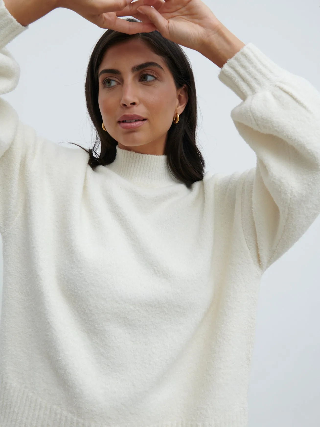 Camille Balloon Sleeve Knit Jumper - Cream sold by Pretty Lavish product image thumbnail 5