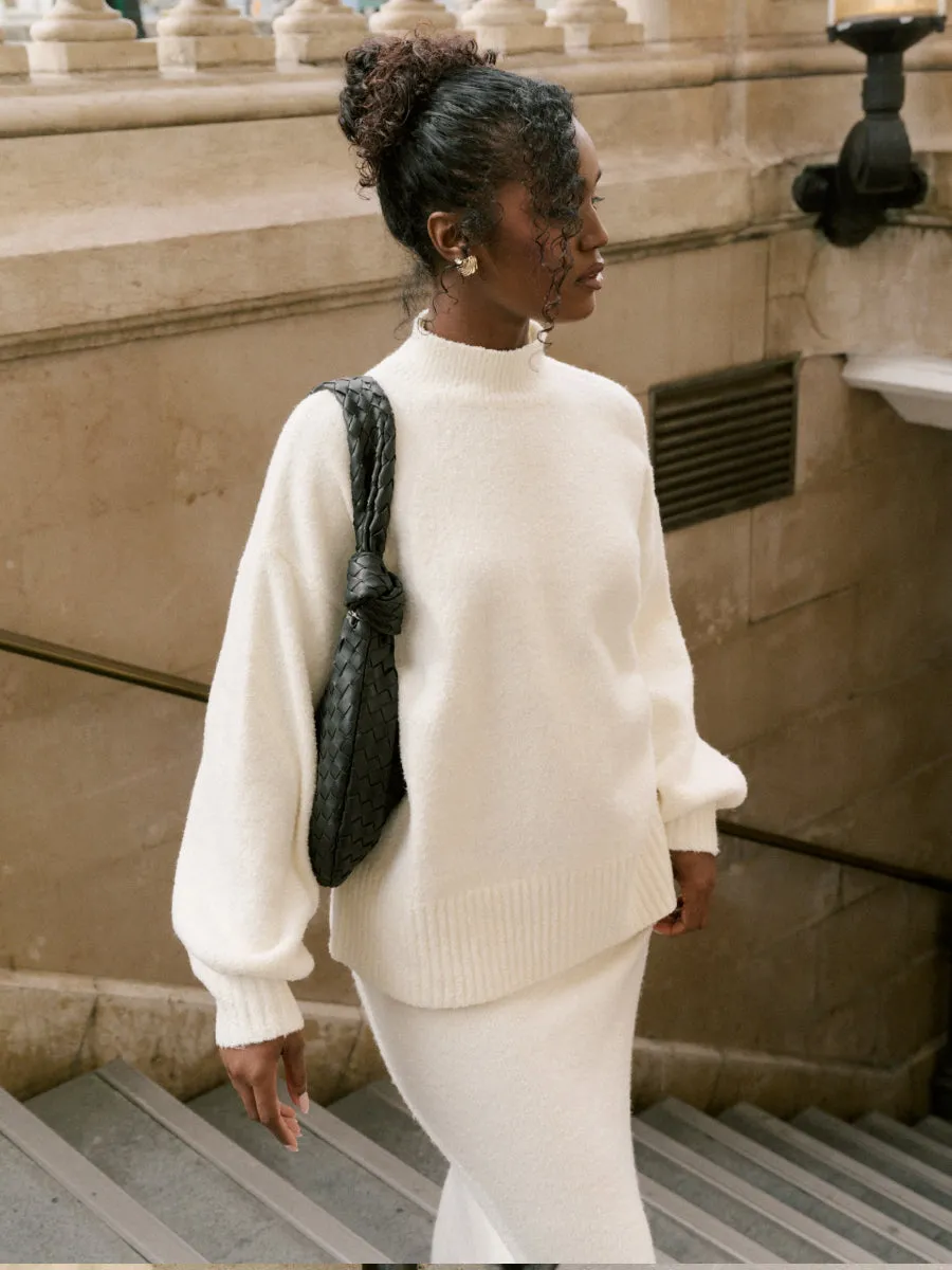 Camille Balloon Sleeve Knit Jumper - Cream sold by Pretty Lavish