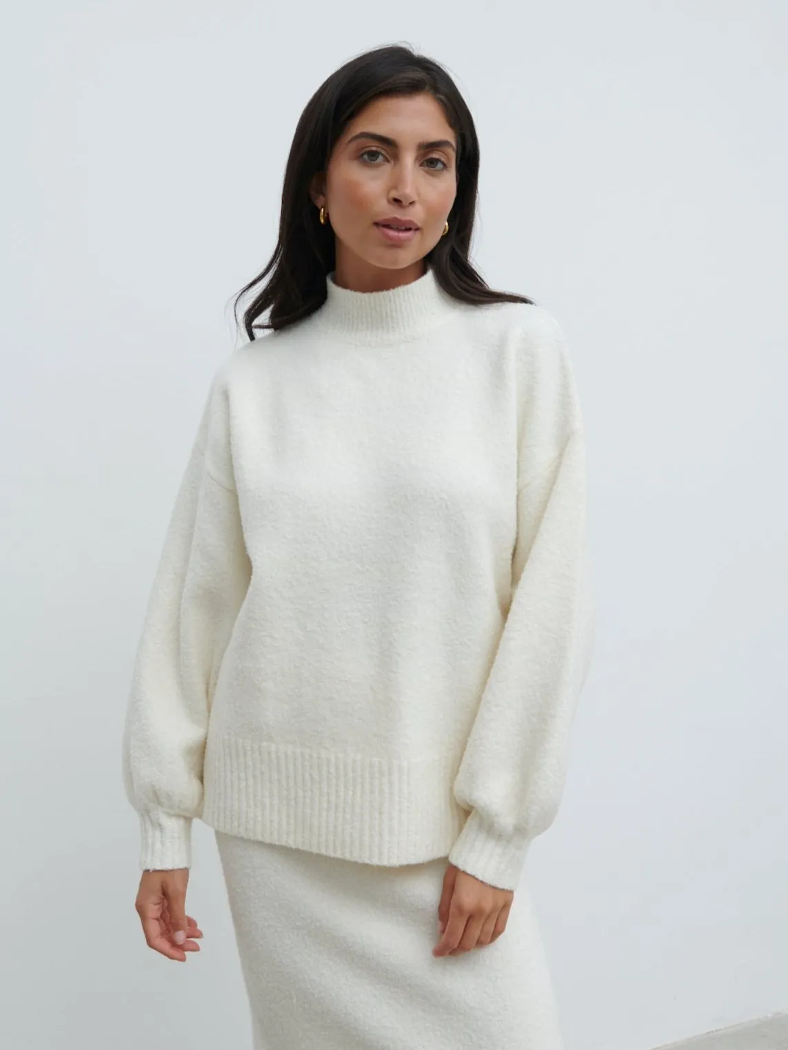 Camille Balloon Sleeve Knit Jumper - Cream sold by Pretty Lavish product image thumbnail 2
