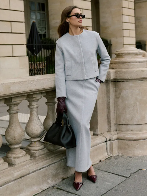 Rudy Tailored Skirt - Grey Marl sold by Pretty Lavish