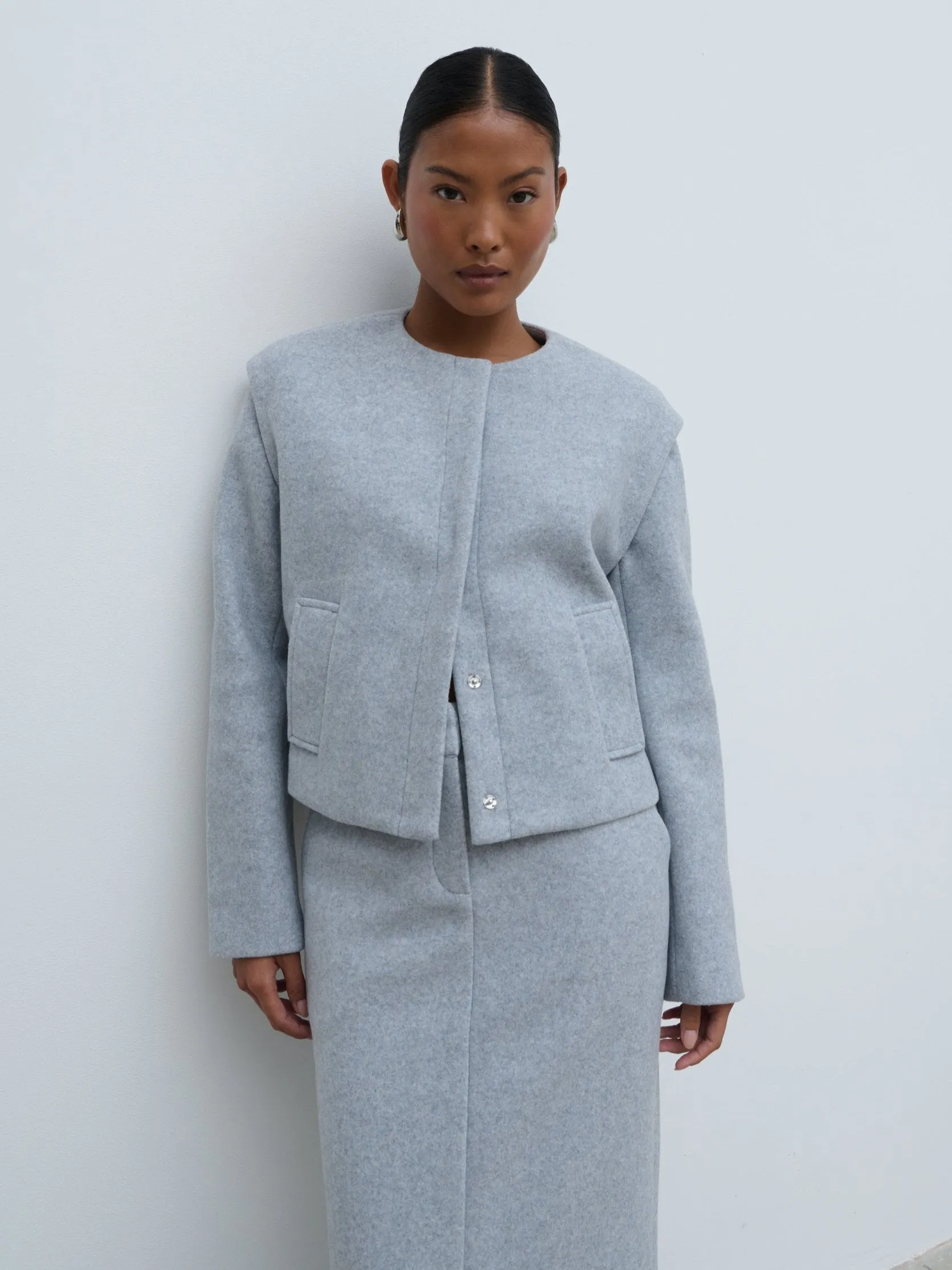 Rudy Cropped Boxy Jacket - Grey Marl sold by Pretty Lavish product image thumbnail 4