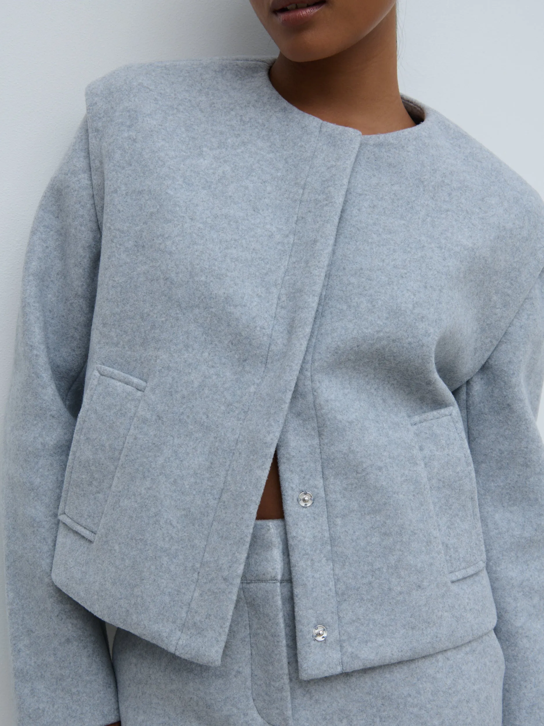 Rudy Cropped Boxy Jacket - Grey Marl sold by Pretty Lavish product image thumbnail 2