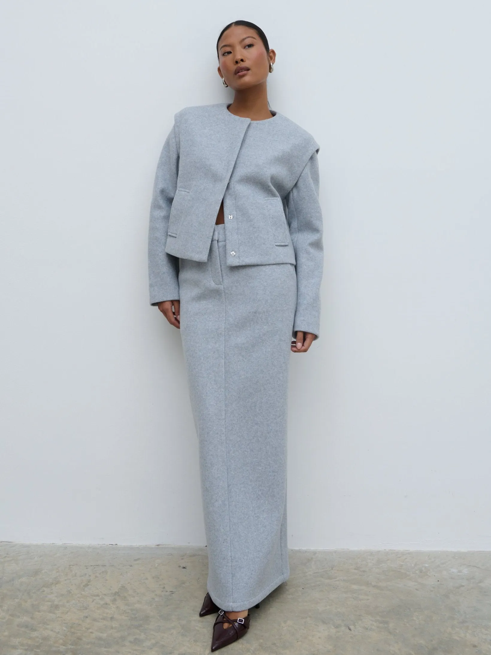 Rudy Cropped Boxy Jacket - Grey Marl sold by Pretty Lavish product image thumbnail 3