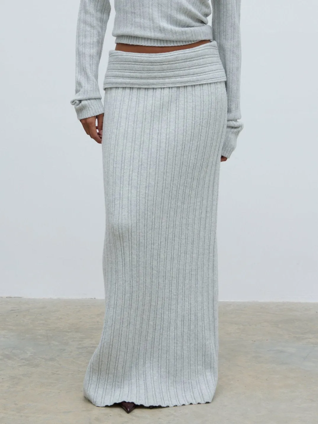 Petra Cosy Rib Knit Maxi Skirt - Grey Marl sold by Pretty Lavish product image thumbnail 2