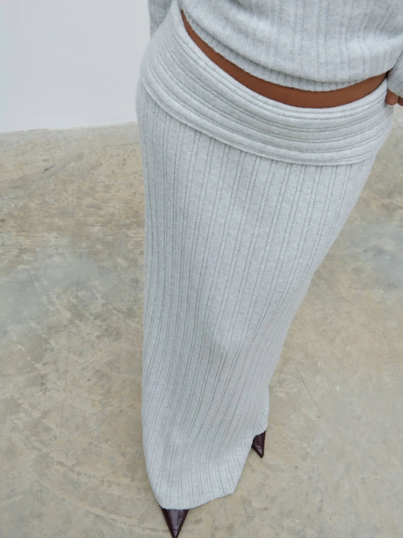 Petra Cosy Rib Knit Maxi Skirt - Grey Marl sold by Pretty Lavish product image thumbnail 4
