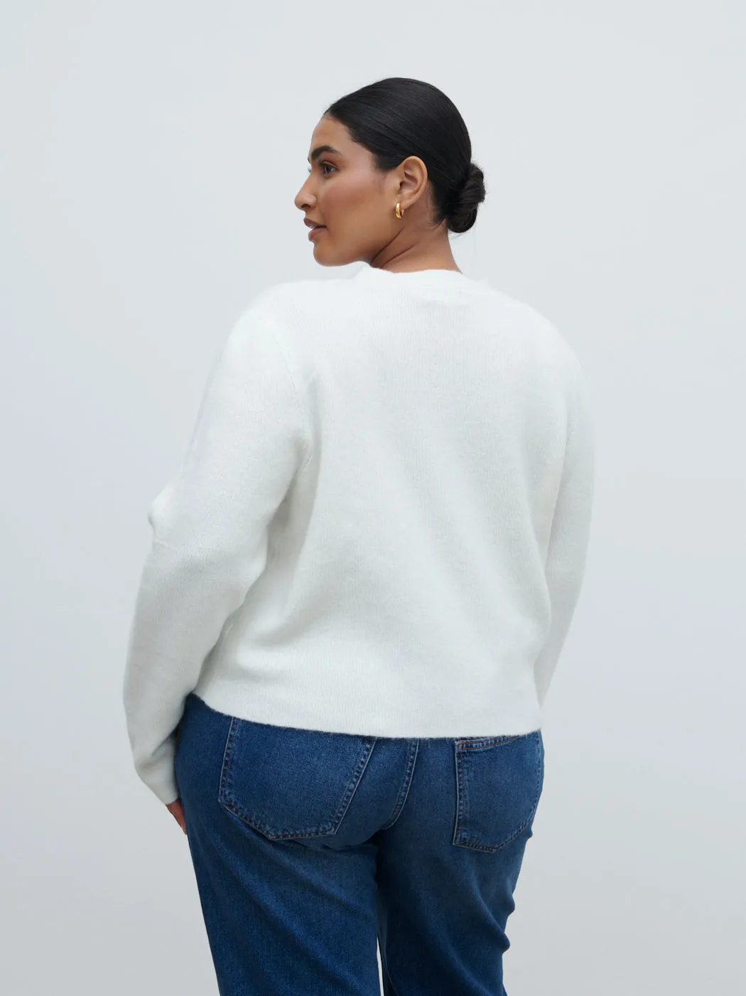 Sabrina Gold Button Knit Cardigan Curve - Cream sold by Pretty Lavish product image thumbnail 4