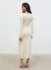Zahra Cut Out Knit Midaxi Dress - Cream sold by Pretty Lavish