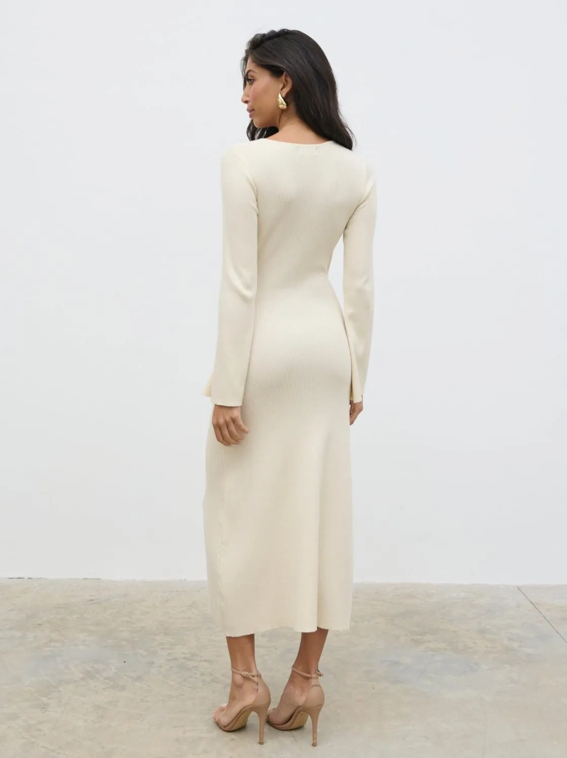 Zahra Cut Out Knit Midaxi Dress - Cream sold by Pretty Lavish product image thumbnail 3