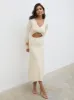 Zahra Cut Out Knit Midaxi Dress - Cream sold by Pretty Lavish