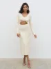 Zahra Cut Out Knit Midaxi Dress - Cream sold by Pretty Lavish