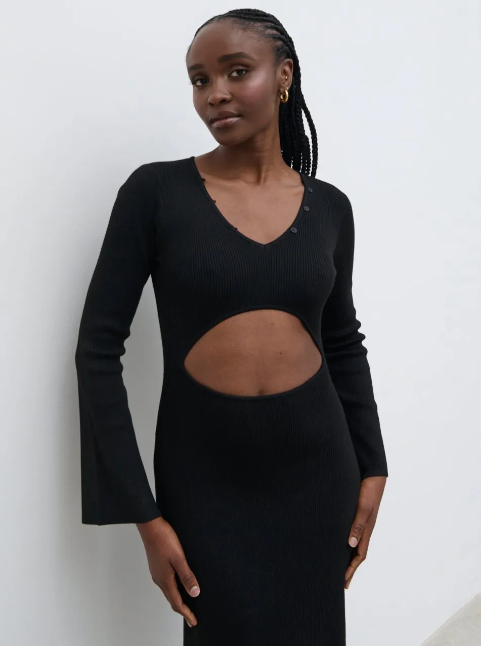 Zahra Cut Out Knit Midaxi Dress - Black sold by Pretty Lavish product image thumbnail 2