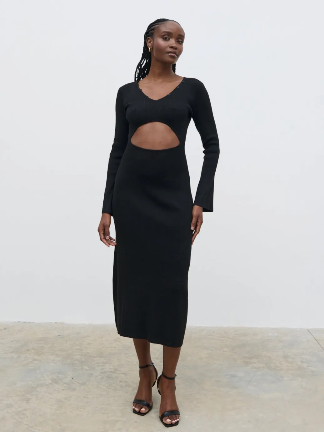 Zahra Cut Out Knit Midaxi Dress - Black sold by Pretty Lavish product image thumbnail 4