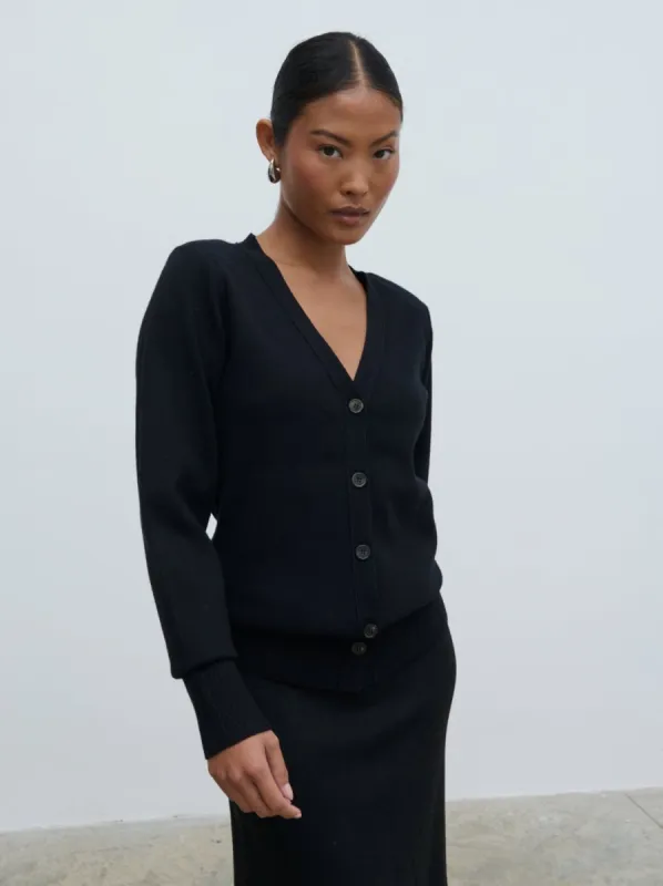 Justine Rib Knit Cardigan - Black sold by Pretty Lavish