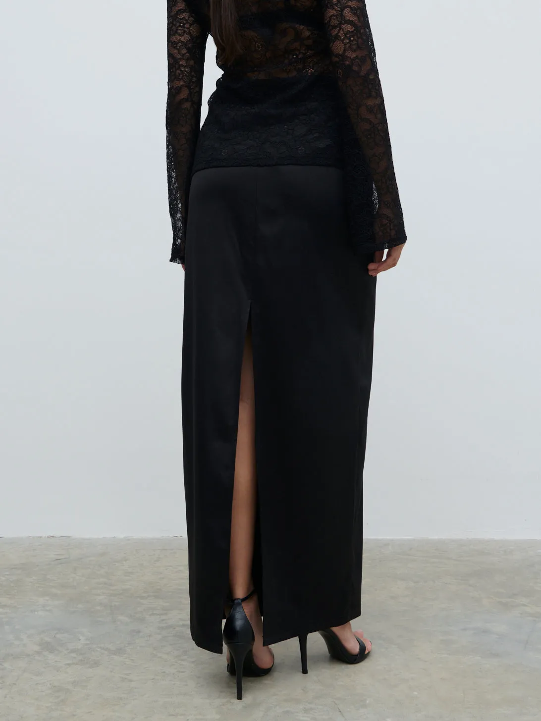 Beck Satin Tailored Maxi Skirt - Black sold by Pretty Lavish product image thumbnail 4
