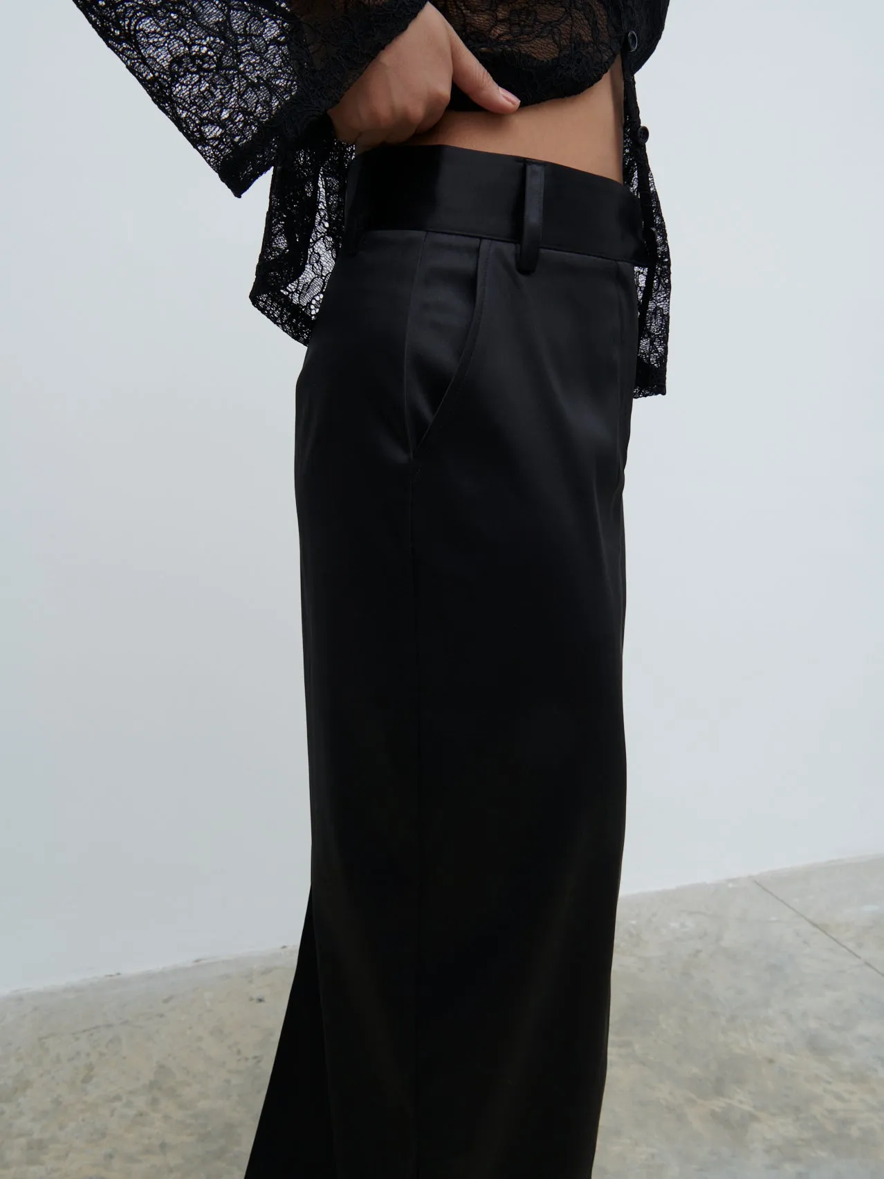 Beck Satin Tailored Maxi Skirt - Black sold by Pretty Lavish product image thumbnail 2