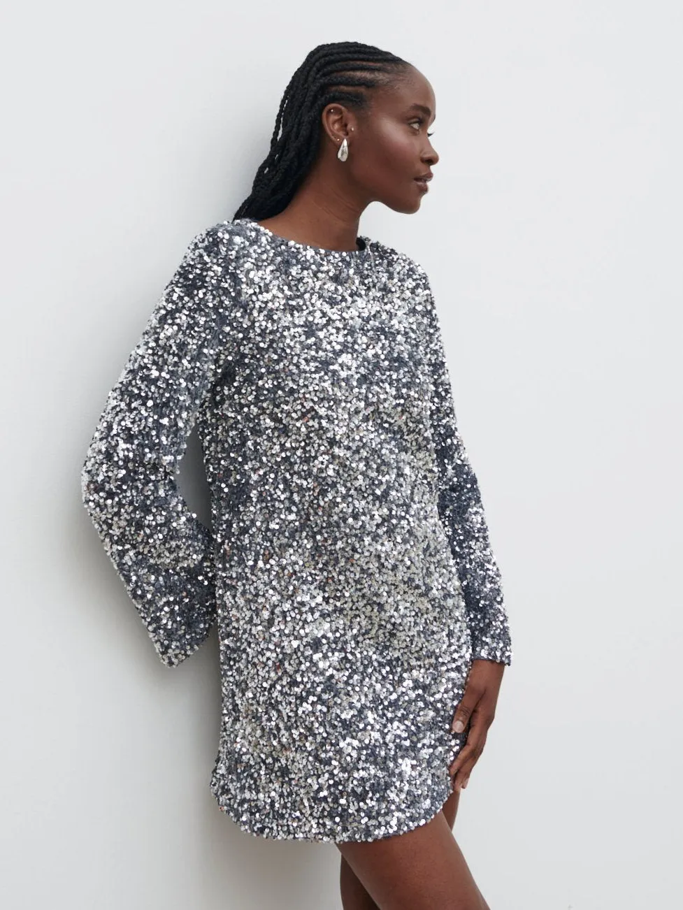 Nico Cluster Sequin Shift Dress - Silver sold by Pretty Lavish product image thumbnail 2